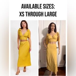 NWT-V-Neck back Tie Crop Top & Bias Maxi Skirt Set